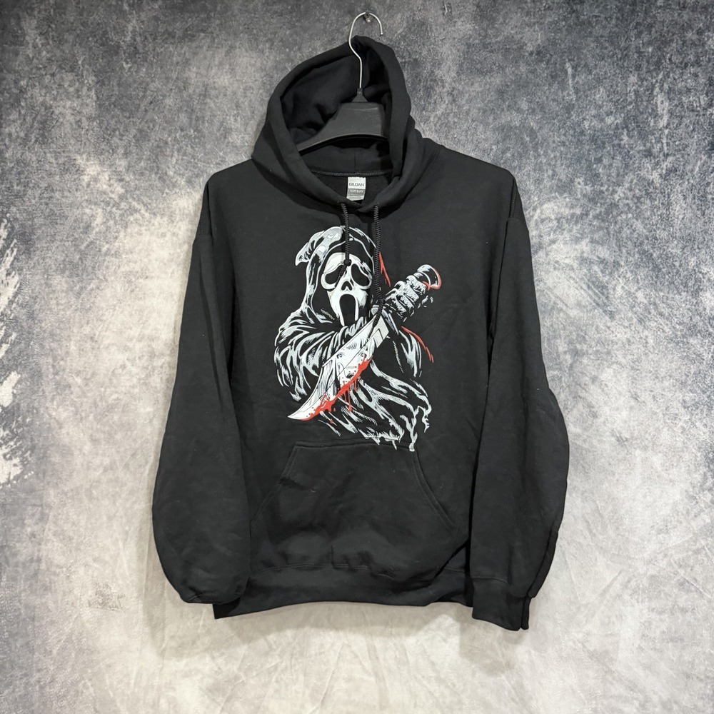 Ghost Face Hoodie The Icon Of Halloween Graphic Sweatshirt Mens 2XL Black - Picture 3 of 10